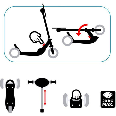 Trottinette 3 roues pliables - STAMP - Skids Control Explore - Bleu