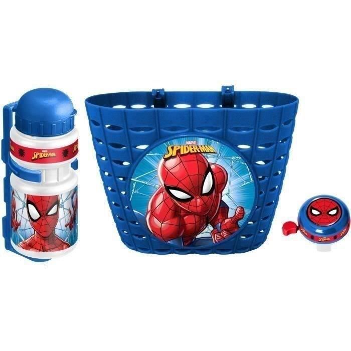 Set Corbeille + Bidon + Sonnette SPIDER-MAN - Pour Enfant a partir de 3 ans - Couleur Bleu et Rouge