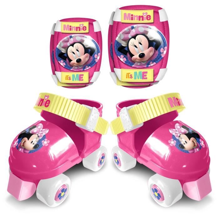 Set patins a roulettes + protections DISNEY MINNIE - Fille - Taille ajustable - Rose