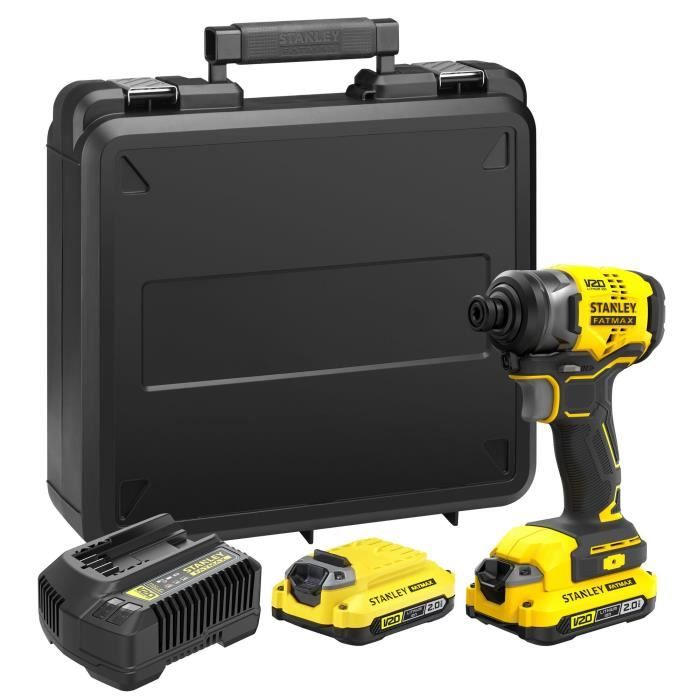 Visseuse a impact sans fil - 18V - STANLEY FATMAX V20 - SFMCF810D2K-QW - Brushless - 170Nm - 2 batteries 2 Ah + chargeur 2 A