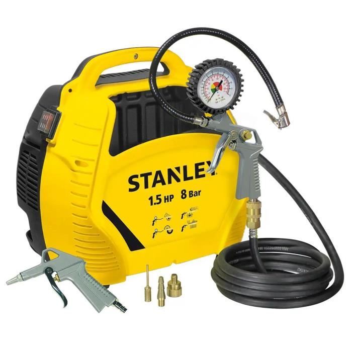 Compresseur d'air sans cuve STANLEY AIR KIT - 1,5 CV - Ultra-compact - Portatif