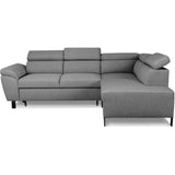 Canapé d'angle convertible - 4 personnes - STAN - Tissu Anthracite - 3 tétieres - Réversible - 243 x 92 x 184 cm