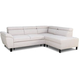 Canapé d'angle convertible - 4 personnes - STAN - Tissu Beige - 3 tétieres - Réversible - 243 x 92 x 184 cm