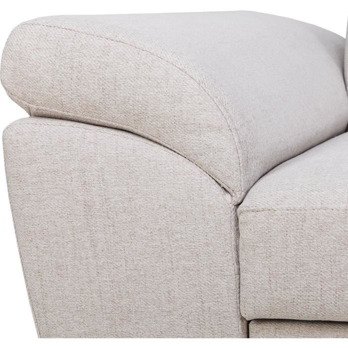 Canapé d'angle convertible - 4 personnes - STAN - Tissu Beige - 3 tétieres - Réversible - 243 x 92 x 184 cm