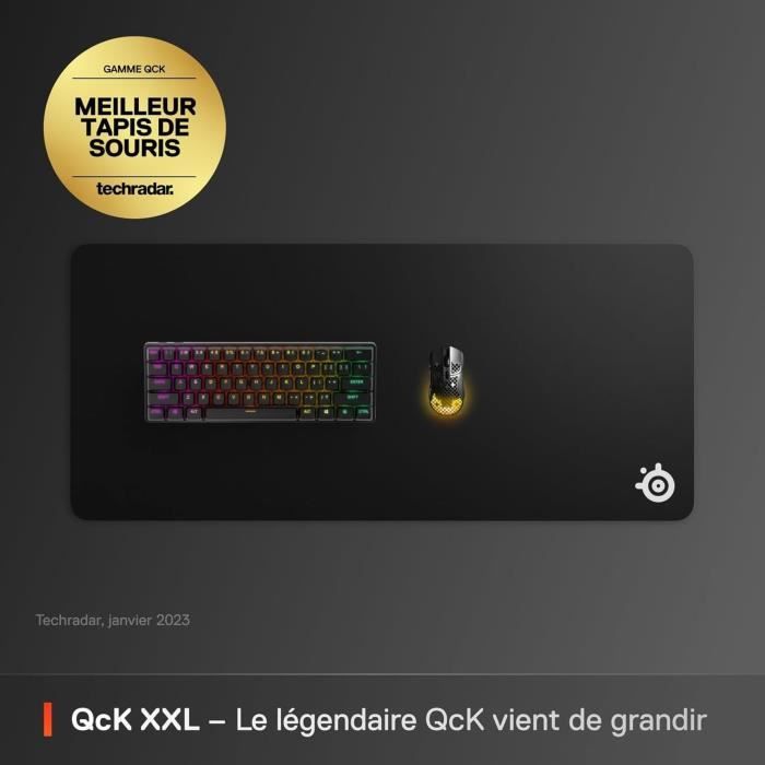 Tapis de souris gaming - STEELSERIES - QCK XXL - Avec surface micro tissée - 900 x 400 mm x 2 mm - Noir