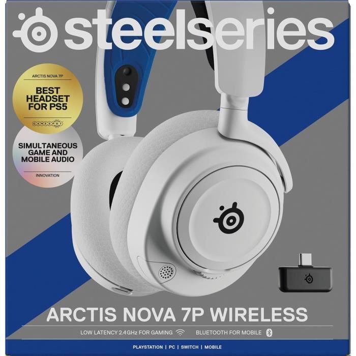 Casque gaming sans fil - STEELSERIES - Arctis Nova 7P - Multiplateforme - Blanc