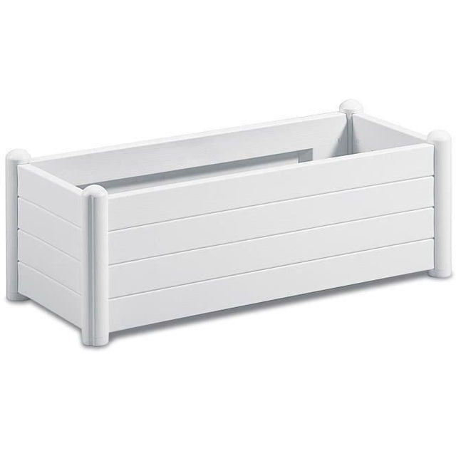 STEFANPLAST Bac a fleurs/jardiniere rectangulaire - ITALIA - Finition effet bois - 100x43xH35cm - 80L - Blanc