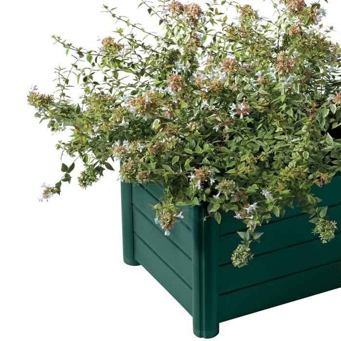 STEFANPLAST Bac a fleurs/Jardiniere rectangulaire ITALIA - Finition effet bois - 100x43xH35cm - 80L - Vert foncé