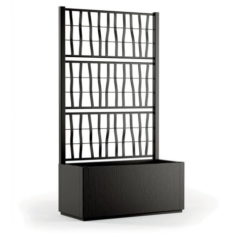 STEFANPLAST Bac a fleur/jardiniere ETHICA rectangulaire 80 cm avec treillis - 80x36xh 140 cm - Graphite