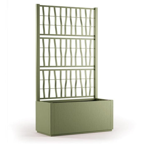 STEFANPLAST Bac a fleur/Jardiniere ETHICA rectangulaire 80 cm avec treillis - 80x36xh 140 cm - Vert