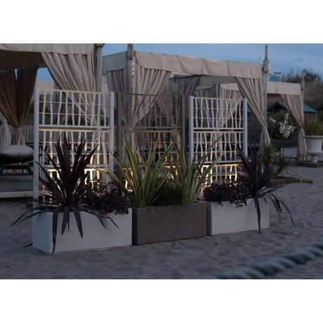 STEFANPLAST Bac a fleur/Jardiniere ETHICA rectangulaire 80 cm avec treillis - 80x36xh 140 cm - Taupe