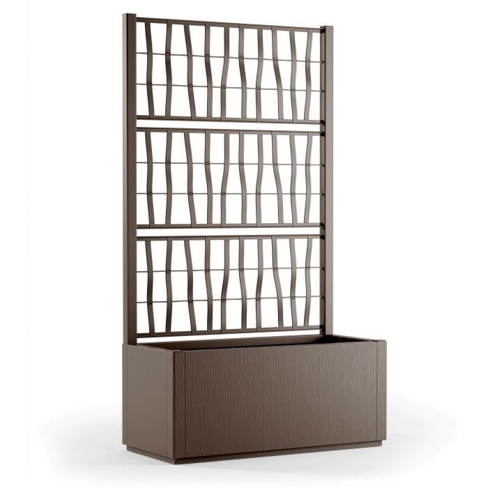 STEFANPLAST Bac a fleur/Jardiniere ETHICA rectangulaire 80 cm avec treillis - 80x36xh 140 cm - Taupe