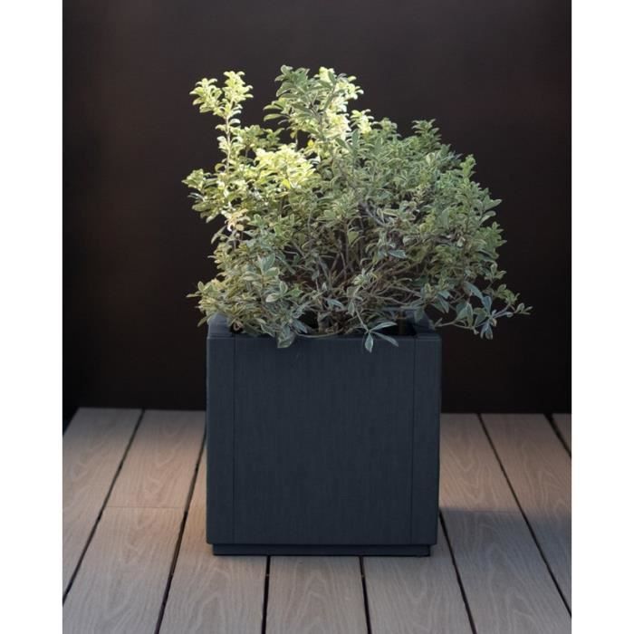 STEFANPLAST Bac a fleur/jardiniere ETHICA - Graphite - Carré - 38 L - 36x36xh 35 cm