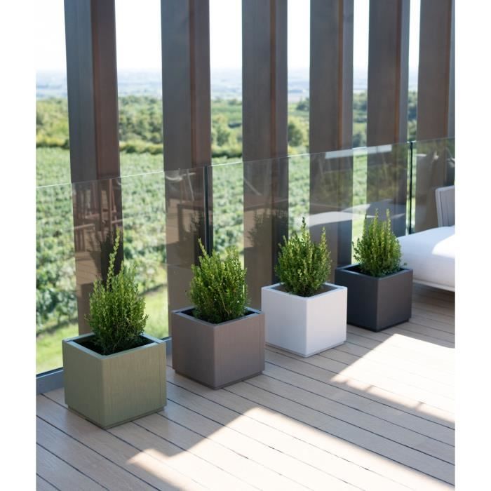 STEFANPLAST Bac a fleur/jardiniere ETHICA - Graphite - Carré - 38 L - 36x36xh 35 cm