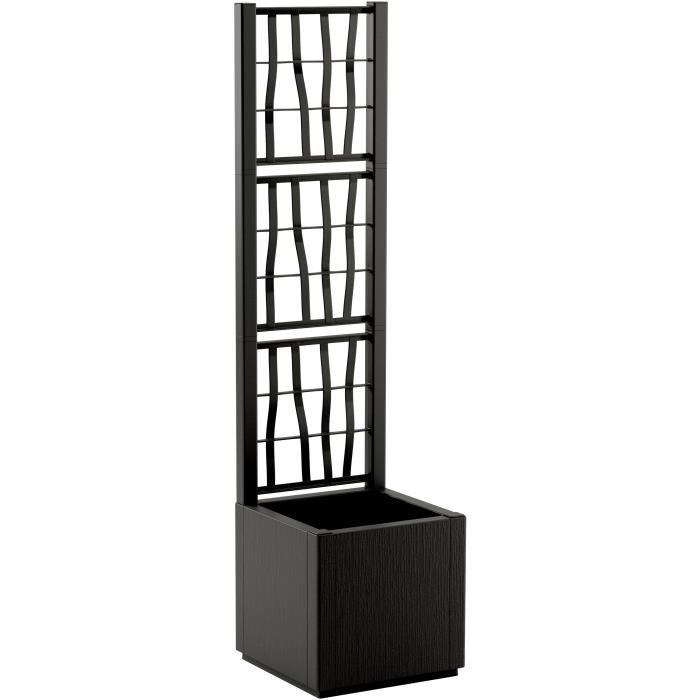 STEFANPLAST Bac a fleur/Jardiniere - ETHICA - Graphite - Carré avec treillis - 38 L -  36 x 36 x h140 cm