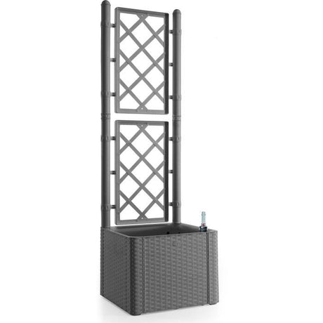 STEFANPLAST Bac a fleurs NATURAL DELUXE - Carre avec treillis - Stone gris -  43x43xh142cm