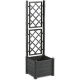 STEFANPLAST Bac a fleur carré ITALIA avec treillis - 30L - Plastique - 43x43x142h cm - Anthracite