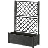 STEFANPLAST Bac a fleur/Jardiniere avec treillis - ITALIA FLOWER BOX - Finition effet bois - 100x43xH142 cm - 80 L  -Anthracite