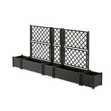 STEFANPLAST Bac a fleur/Jardiniere avec treillis - ITALIA FLOWER BOX - Finition effet bois - 100x43xH142 cm - 80 L  -Anthracite