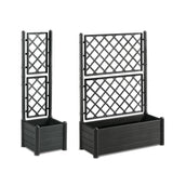 STEFANPLAST Bac a fleur/Jardiniere avec treillis - ITALIA FLOWER BOX - Finition effet bois - 100x43xH142 cm - 80 L  -Anthracite