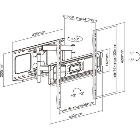 Support mobile pour téléviseur 32 - 70 - Stell - SHO 5610