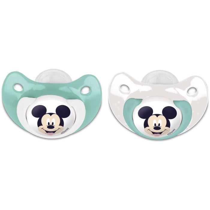 Lot de 2 sucettes - THERMOBABY - Silicone orthodontique - Avec clip protection - +6 mois - Mickey Cool