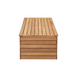 Coffre de rangement jardin en bois exotique d'eucalyptus FSC - 190 L - 48,5 x 109,5 x 37 cm - Avec roulettes -  Effet Teck