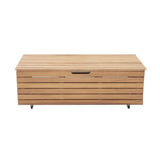 Coffre de rangement jardin en bois exotique d'eucalyptus FSC - 190 L - 48,5 x 109,5 x 37 cm - Avec roulettes -  Effet Teck