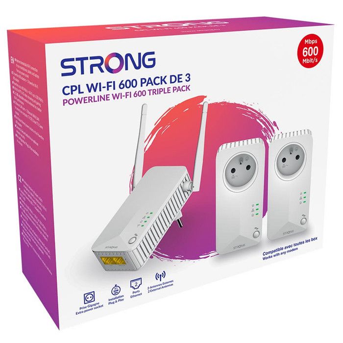 Kit CPL - STRONG - Powerline Wi-Fi 600 Triple Pack - Point d'Acces 300 MB