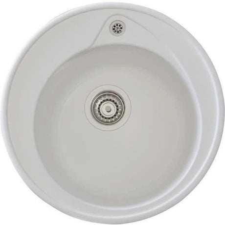 STRADOUR Evier a encastrer RONDA, en SMC BLANC UNI - 17,  1 bac, dim. Ř 49 cm, vidage manuel