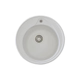 STRADOUR Evier a encastrer RONDA, en SMC BLANC UNI - 17,  1 bac, dim. Ø 49 cm, vidage manuel