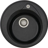 STRADOUR Evier a encastrer RONDA, en SMC NOIR PAILLETE - 06,  1 bac, dim. Ř 49 cm, vidage manuel