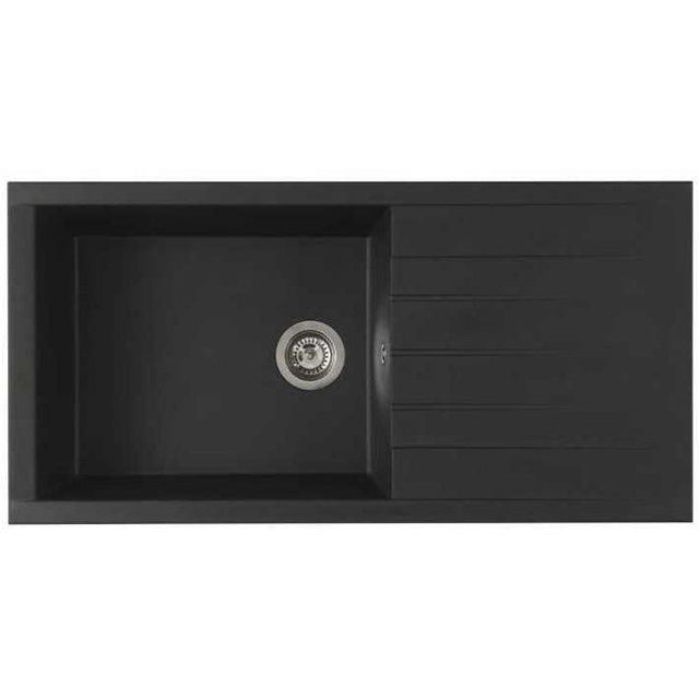 STRADOUR Evier a encastrer CUBE, en SMC NOIR PAILLETE - 06,  1 bac, dim. 100 * 50 cm, vidage manuel