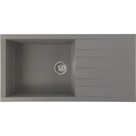 STRADOUR Evier a encastrer CUBE, en SMC GRIS BETON - 16,  1 bac, dim. 100 * 50 cm, vidage manuel