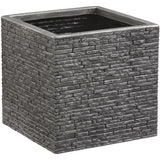 Pot de fleur - STRATA - L - Carré - Slate - 38cm SQ x 39cm H - Couleur Etain