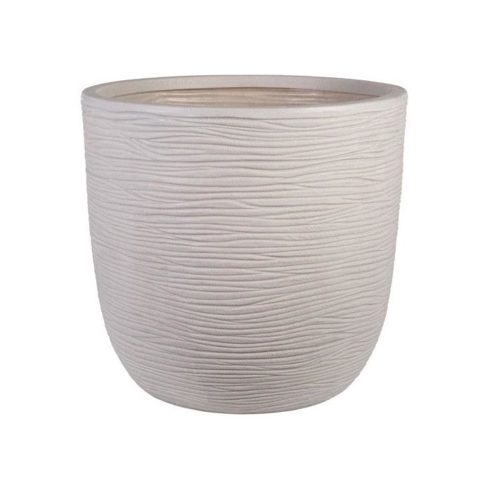 Pot de fleur - STRATA - L - Rond - Amalfi - Ø 42.5cm x 40cm H - Couleur Pierre