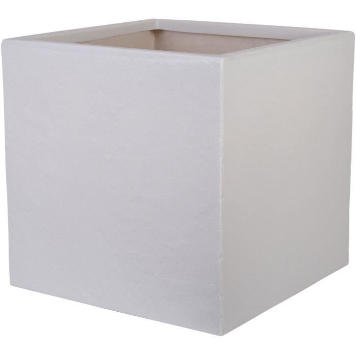 Pot de fleur - STRATA - L - Carré - Riven - Ø 38.5cm x 46.5cm H - Couleur pierre