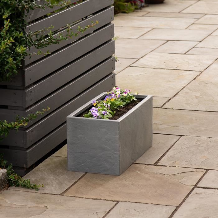 Pot de fleur - STRATA - Riven trough - Ø 38.5cm x 17.5cm H x 46.5cm L - Couleur graphite