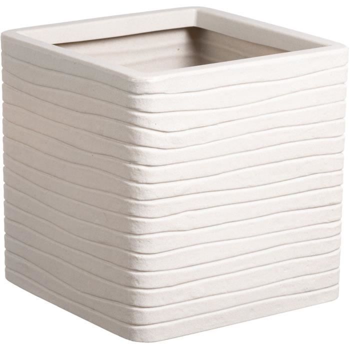 Pot de fleur - STRATA - Carré - Banbury - Ø 30.5cm x 30cm H - Couleur pierre