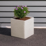 Pot de fleur - STRATA - Carré - Banbury - Ø 30.5cm x 30cm H - Couleur pierre