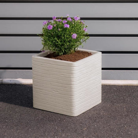 Pot de fleur - STRATA - Carré - Banbury - Ř 30.5cm x 30cm H - Couleur pierre