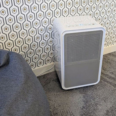 Déshumidificateur - STYLIES - Regulus - Capacité 2,5 L - Jusqu'a 12 L /jour - Timer/hygrostat/seche-linge - Blanc/gris