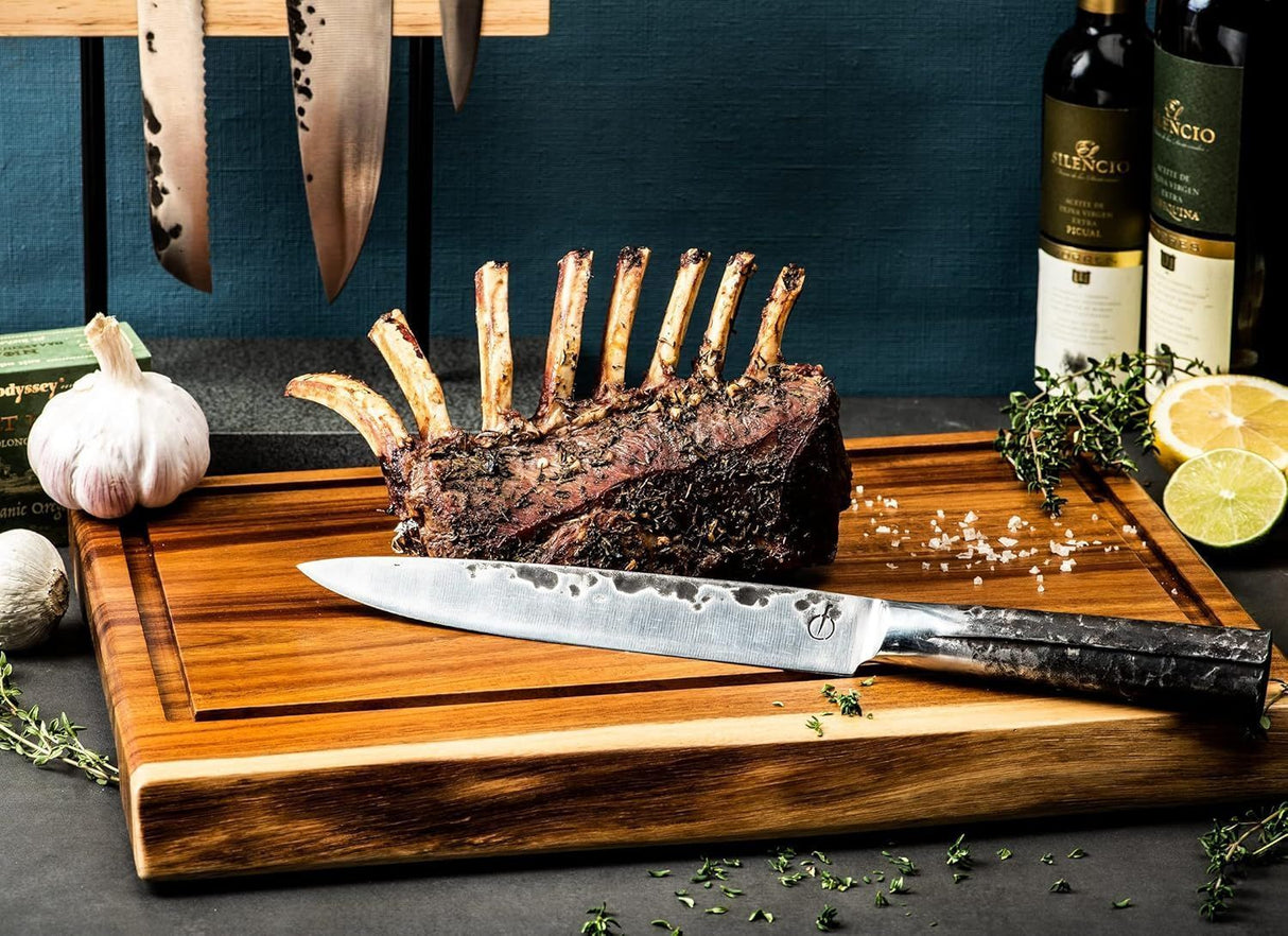 Planche a découper Anti-dérapante - STYLE DE VIE - Acacia - Avec gouttiere et poignée - 40 x 29 x 3 cm