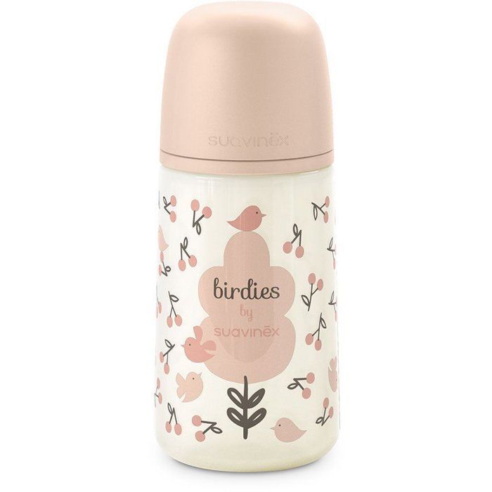 Biberon - SUAVINEX - Birdies - Tétine SX Pro M - 270 ml - 3 a 6 mois - Rose