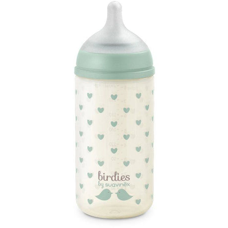 Biberon verre - SUAVINEX - Birdies - Tétine SX Pro S - 240 ml - 3 a 6 mois- Vert