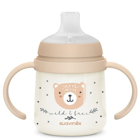 Biberon avec anses - SUAVINEX - NIGHT&DAY WILD&FREE - 150 ml - 6 mois et plus - Marron