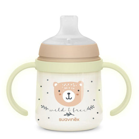 Biberon avec anses - SUAVINEX - NIGHT&DAY WILD&FREE - 150 ml - 6 mois et plus - Marron