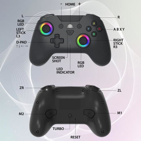 Manette sans fil - SUBSONIC - Switch 2 / Switch - LEDs programmables - Vibrations - Gyroscope - Noire