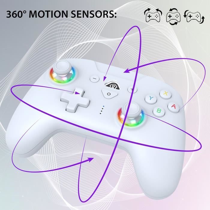 Manette sans fil - SUBSONIC - Switch 2 / Switch - LEDs programmables - Vibrations - Gyroscope - Blanc