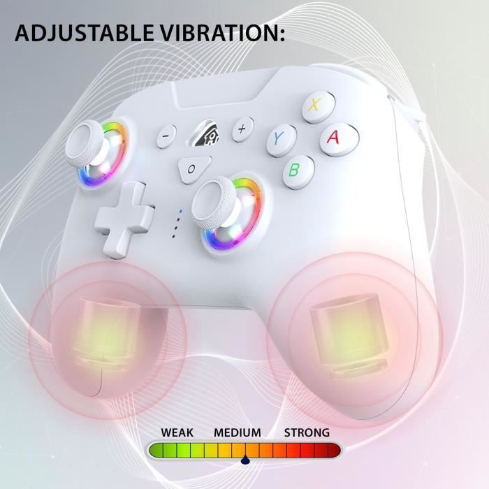 Manette sans fil - SUBSONIC - Switch 2 / Switch - LEDs programmables - Vibrations - Gyroscope - Blanc
